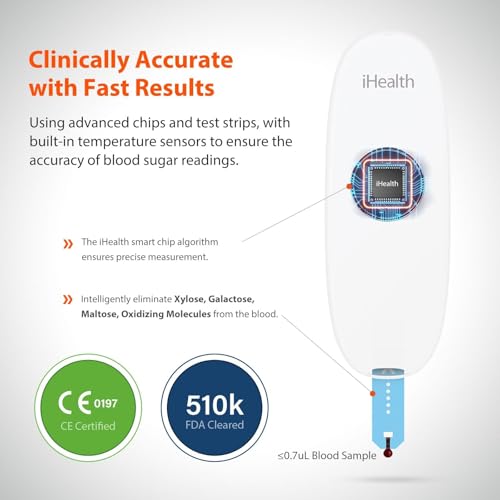 Ihealth BG5S-100*100 Gluco+ Wireless Smart Blood Glucose Monitor Kit With Free App, 100 Glucometer Strips thumb #4