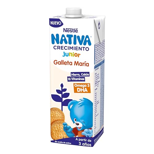 Nestlé Junior2+ Crecimiento Galleta María Preparado Lácteo Infantil con Cereales, 1L