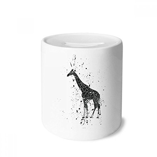 Tirelire en céramique girafe cartoon grise pour enfants et adultes de 9 cm