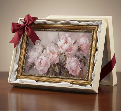 Vintage Gold Framed Pink Flower Canvas Wall Art 12x16in by HLEOXPY - Used condition - Image 8