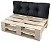 Produktbild sunnypillow Palettenkissen Auflage Set für Europaletten Indoor und Outdoor Palettenpolster Palettensofa Kissen mit schöner Steppung viele Farben und Größen zur Auswahl Rückenkissen 120 x 40, Schwarz