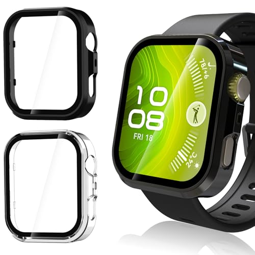 WD&CD Huawei Watch Fit 4 Pro Ή Jo[+tB 2Zbg Huawei Watch Fit 4 Pro Ή ̌^ tJo[ KXtB PCt[ y ^ C菝h~ SʕیP[X (NA+ubN)