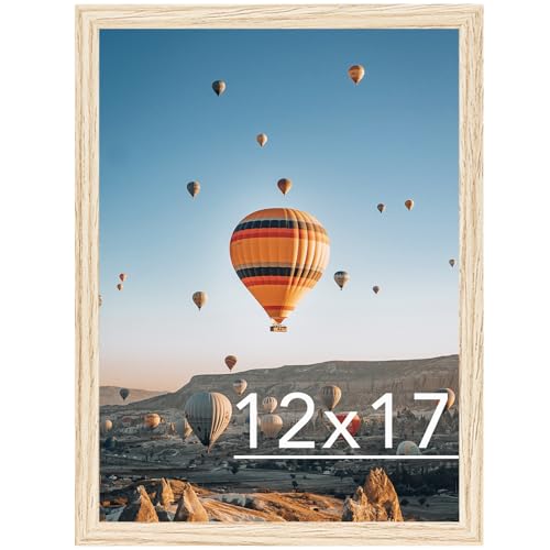 Image of JCJMY 12x17 Picture Frame for Wall Hanging, Wall Mounting Horizontally or Vertically, 12 x 17 Wall Gallery Poster Photo Frame with Shatter Resistant Plexiglass, Natural