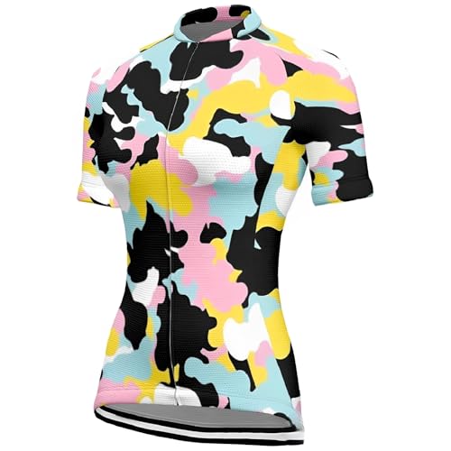 Mateju Maillot Ciclismo para Mujer, Patrón de Vaca Ropa Ciclismo Exterior Cómodo Transpirable, Verano Secado Rápido Camisetas Manga Corta Hombre, Camiseta Mujer Elástico (Multicolor,XXL)