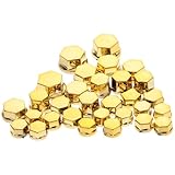 Gatuida 30 Stück Motorrad Motorbolzen Abdeckkappen aus Aluminiumlegierung Goldfarbene Schraubenabdeckungen für Motorschutz Einfach Montierbare Mutternabdeckungen für Individuelle