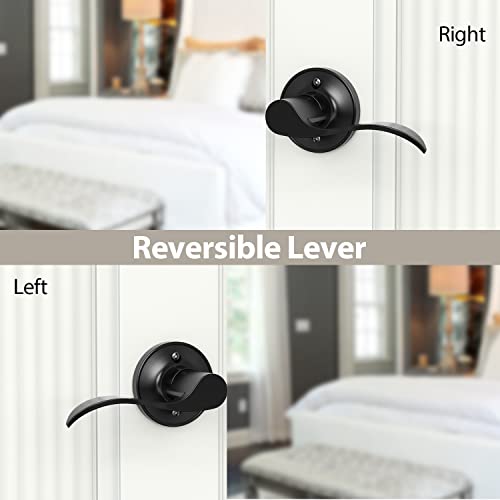 Ohuhu Dummy Door Handles, Black Door Handle Dummy Door Knob French Closet Door Handle Lever Single Side Non-Turning Wave Style Left/Right Hand Satin Zinc Matte Finish Laundry Room Hallway Pantry #TOP3