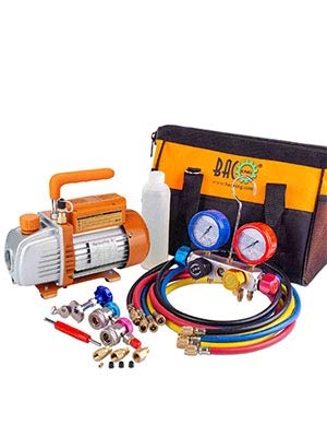 BACOENG Professionele Vacuüm Pomp & Manifold Gauge Set - HVAC A/C Koeling Kit - Diagnostische R22 R134a R410A - w/Case