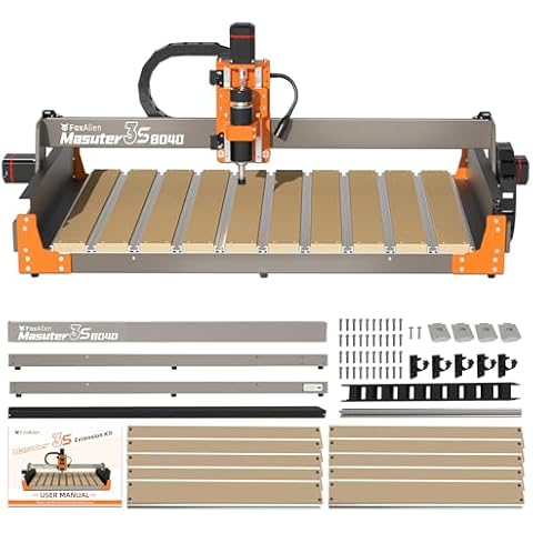 FoxAlien 3S 8040 X-axis Extension Kit with T-slot Hybrid Spoilboard for Masuter 3S CNC Router Machine, for Large Engraving Carving Projects (Extend X-axis to 800mm) Cover