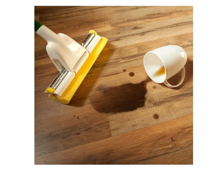 Sponge Roller Mop with Easy-Wring Handle, Super Absorbent Yellow Head, Green Handle