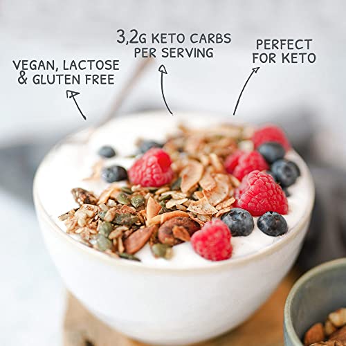 Go-Keto BIO Keto Granola Apple Cinnamon 290g – Low Carb Keto Müsli für ein leckeres Keto Frühstück, mit Kokoschips, Nüssen, Früchten, Sonnenblumenkern & Kürbiskern, vegan, glutenfrei, laktosefrei