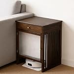 Sweeping Robot Vacuum Hidden Cabinet,Mobile Robot Vacuum Storage Cabinet Side Table, Multi Tier End Cabinet with Wheels for Living Room Kitchen Large