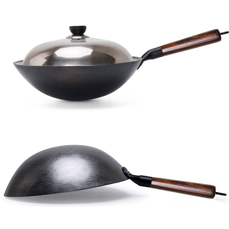 Wok de Hierro con Mango de Madera 30 cm miniatura 3
