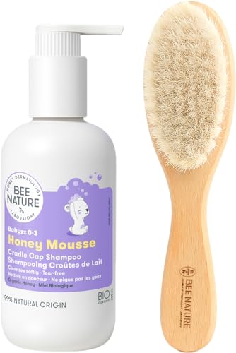 Bee Nature - Milchschorf-Set - Bio-Babyshampoo und Holzbürste -...