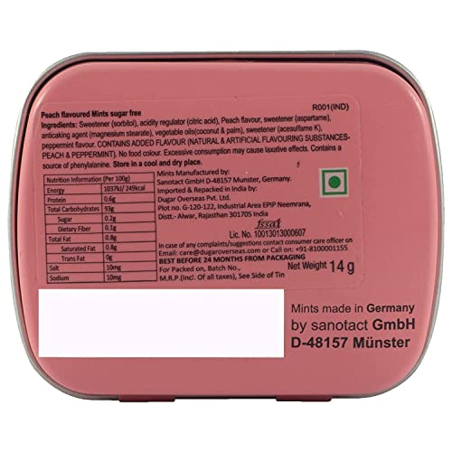 Image of Impact Mints Products Sugar Free Mints Peach, 14 Grams (Pack of 3)