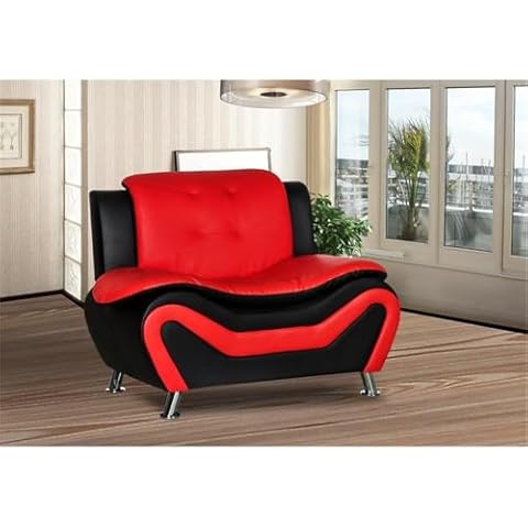 Kingway Furniture Puma Faux Leather Club Chair - Black/Red Cover