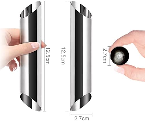 KingSaid 12 Pcs Cannoli Tubes Stainless Steel Cream Roll Moulds for Dessert Bread Baking Non-Stick Cream Horn Croissant Mold for Kitchen Bakery