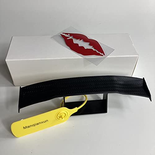 Manqianxun Universal Car Mini Spoiler Wing, Auto Car Tail Wing Mini Auto Carbon Fiber Texture Decoration Without Perforation Tail Decoration, 6.7 Inch (Black 1Pc) #TOP2