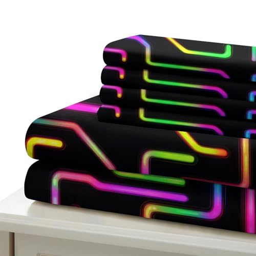 Housse de couette multicolore effet 3D relief motif labyrinthe en microfibre premium