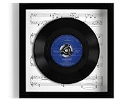 This is the genuine 7" record, raised within the frame, giving a fantastic 3D 'floating' effect. This is surrounded by either plain white cartridge paper or sheet music and a black, white or oak-effect frame, with a clear plastic glass front. Please ...