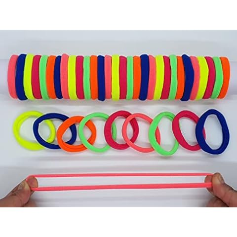 30 PCS Large Soft Jersey Endless Hair Elastics Bobbles Bands Cotton Stretch Hair Ties Bands Rope Ponytail Holders Headband for Thick Heavy and Curly Hair C0JER (Multi Colour) Cover