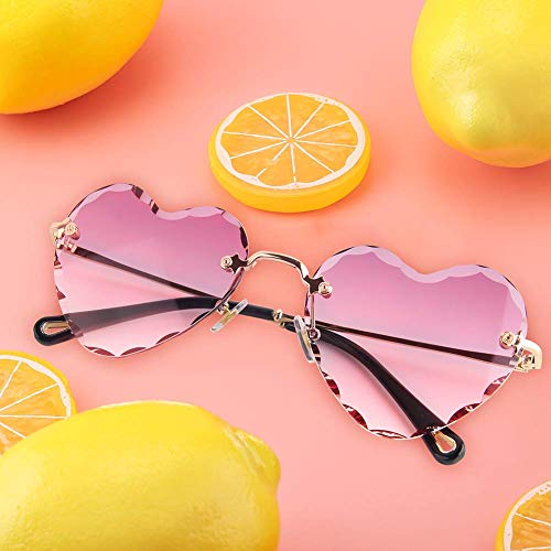 Heart Sunglasses Rimless Thin Metal Frame Heart Shaped Sun Glasses Cute Eyewear UV400 for Women4