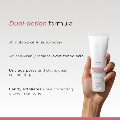 Image of Ceuticoz Curalite Exfoliating Facewash | For Dullness & Uneven Skin Tone | Gently exfoliates & refines texture | Glycolic Acid & Niacinamide | All Skin Types | 75ml