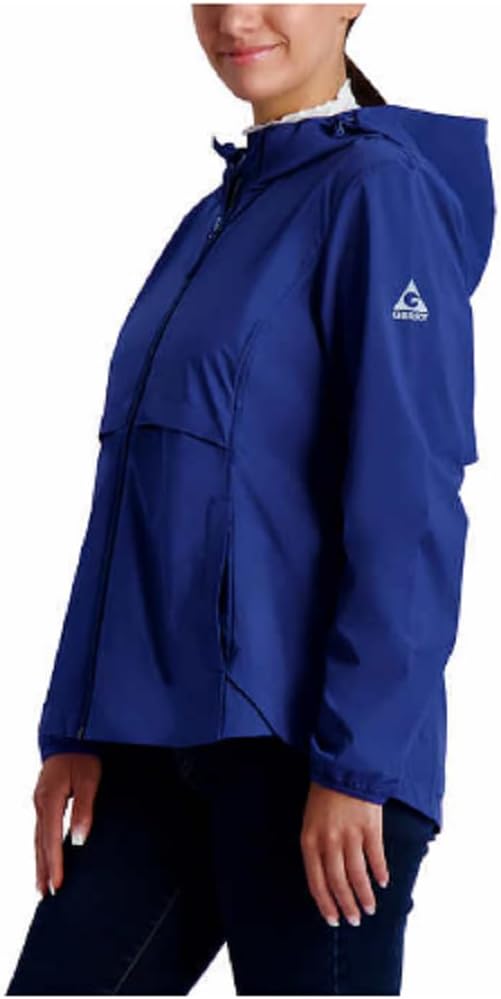 Gerry Ladies' Packable Rain Jacket Women's Rain Coat, Blue, Medium