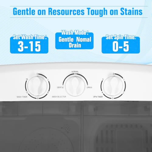 Image of Portable Washing Machine,18 lbs Capacity,Washer and Dryer Combo Machine for Homes & Apartments,Twin Tub Laundry Washer with Spin Cycle, GREY