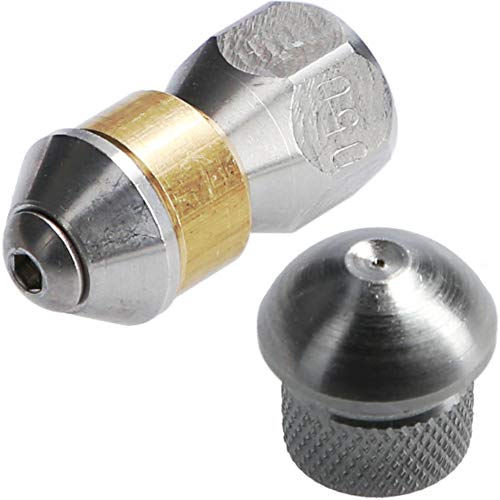 McFilter I Rohrreinigungsdüse für Hochdruckreiniger, starr (3+1 x 0,8 mm - 050) + rotierend (3 x 0,8 mm - 050), Einlass 1/8 IG
