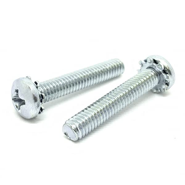 (250 Pieces) #10-32x1/2" External Tooth Sems Phillips Pan Head Machine Bolts Screws UNF Fine Full Threads Zinc Clear