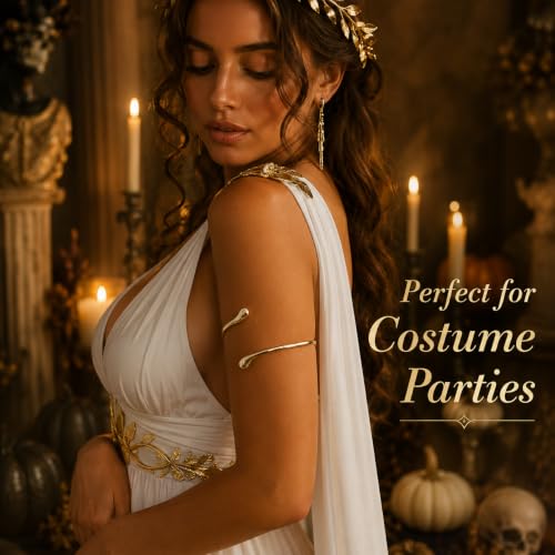 Image of Long tiantian Gold Arm Cuff Upper Arm Armband Greek Goddess Costume Jewelry
