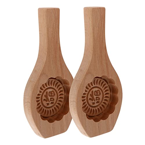 Alipis 2pcs Round Moon Cake Molds Wooden Baking Tools Bakery Supplies for Mid-Autumn Festival Pastry Baking