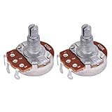 Cabilock Lot de 2 Potentiomètres A250K à Long Moleté pour Guitare Basse Électrique Potentiomètres de Volume et Tonalité Audio Pièces Détachées Robustes pour Équipement Guitare Basse