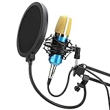 Kit de micrófono de condensador, KTV Singing Studio Recording Broadcasting Microphone Professional Studio Micrófono USB para charlar, producción de karaoke por computadora(Azul)