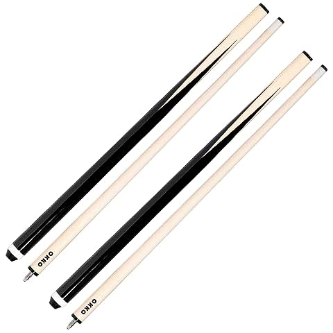 OKKO Pool Billiard House Bar Short Cue Sticks 48”, Glue-On 13 mm Tip, No Wrap, Pack of 2 (~17-18 oz) Cover
