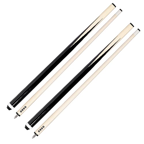 OKKO Pool Billiard House Bar Cue Sticks 57”, Glue-On 13 mm Tip, No Wrap, Pack of 2 (~19-20 oz)