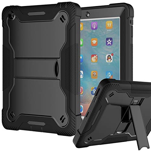 iPad 2 Case, iPad 3 Case, iPad 4 Case, Fingic Kickstand Heavy Duty Rugged Shockproof High Impact Case Hybrid Three Layer Armor Full Body Protective Case Cover for iPad 2nd/3rd/4th Generation, Black