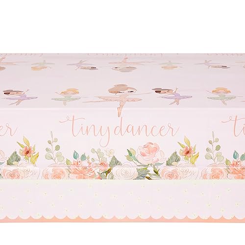 Image of BLUE PANDA Tiny Dancer Tablecloths - 3 Pack, Pink, 54 x 108 in, Plastic - Birthday Table Cover for Party & Baby Shower Decoration