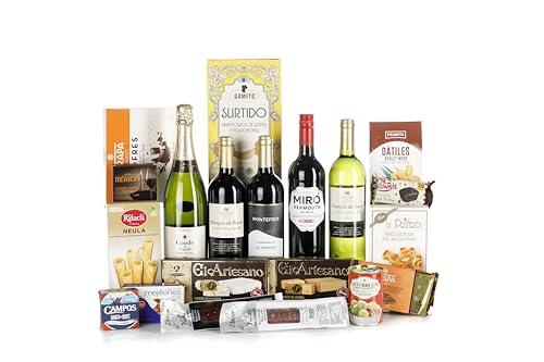 Cesta de Navidad, contiene 20 artículos + bandeja mimbre