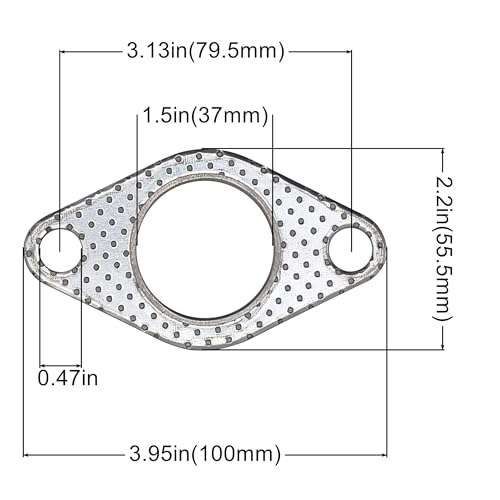 Image of 1.5 Inch 37mm Exhaust Gasket 2 Bolt for Muffler Flange Manifold High Temperature Graphite w /Fire Ring 2 Pcs