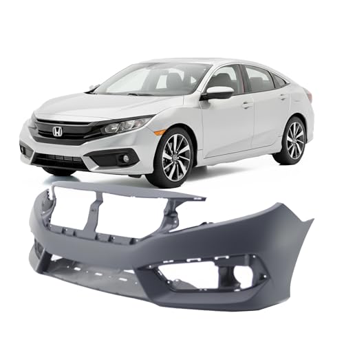 FitParts Compatible with Front Bumper Cover Fascia 2016-2018 Honda Civic DX EX LX Sedan Coupe. New Primed Without Sensor Holes With Fog Light Holes. HO1000306 04711TBAA00ZZ 2017