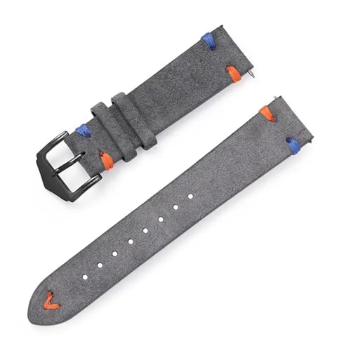 [JLIGONAFP] Watch Strap 20mm 22mm Genuine Leather Band Matte Cowhide Stitching Belt Quick Release Wrist Bracelet(Grey,22mm)