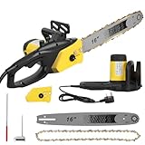 16" Electric Chainsaw Corded, 2500W Powerful Electric Chainsaw, Portable Corded Chain Saw with 1.5m Power Cable&Auto Chain Lubrication Chain Saw for Garden Tree Pruning, 10m/s Chain Speed to Cut Wood - Image 1