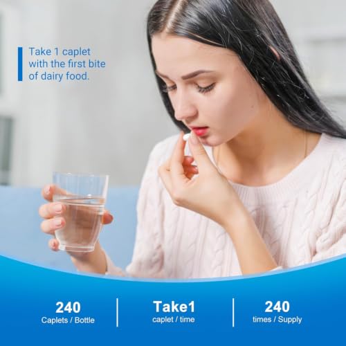Image of Heivy Lactase Enzyme 9000 FCC, 240 Tablets | 1 Per Serving, Made in USA GMP Certified Facility, Allergen Free, Digestive Support for Lactose Intolerance