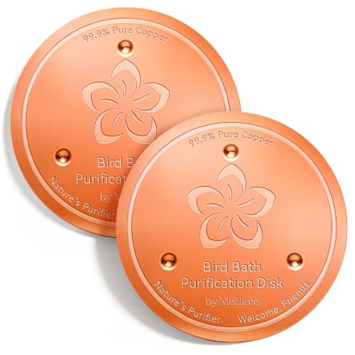 Image of Mellbree 2-Pack Bird Bath Copper Disc, 0.6mm Flower-Style Reinforced 99.99% Pure Copper Disk for Physical Safe Clean Water, Universal Compatible with Outdoor Birdbaths, Bowl (Flower)