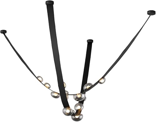 GALRONY Lámpara colgante moderna de cristal nórdico, 7 luces, color gris ahumado, vintage, para comedor, sala de estar, cocina, isla dúplex (14