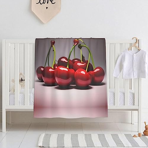 WBQLSL Manta para bebé con estampado de cerezas chilenas, manta cálida para recién nacido, 30 x 40 pulgadas