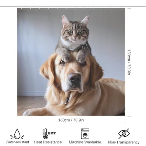 Rideau de douche chien mignon en polyester lavable 183x183cm