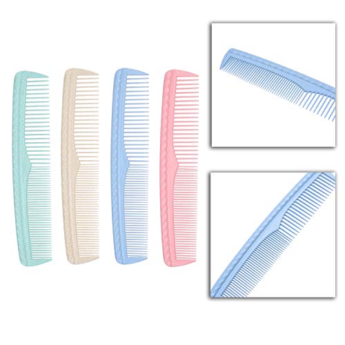 Kare & Kind Hair Combs Set - Colorful 4 Pcs Durable Plastic Combs - (7.46 Inches) - Coarse And Fine Tooth - For Combing, Hairstyling, Trimming, Cutting - Home And Hair Salons - For Men, Women, Kids #TOP5