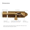 Runningfish Solid Cast Brass Barrel Bolt, Antique Brass Door Slide Latch Lock, Heavy Duty Gate Sliding Bolt Latch